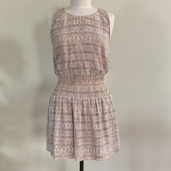 Joie Lawska Silk Smocked-Waist Mini Dress - S - Picture 1 of 6